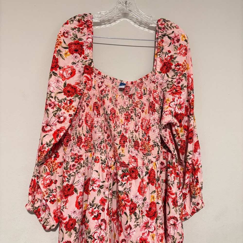Old Navy Red and Pink Sundress with Bishop Sleeves - Picture 5 of 16